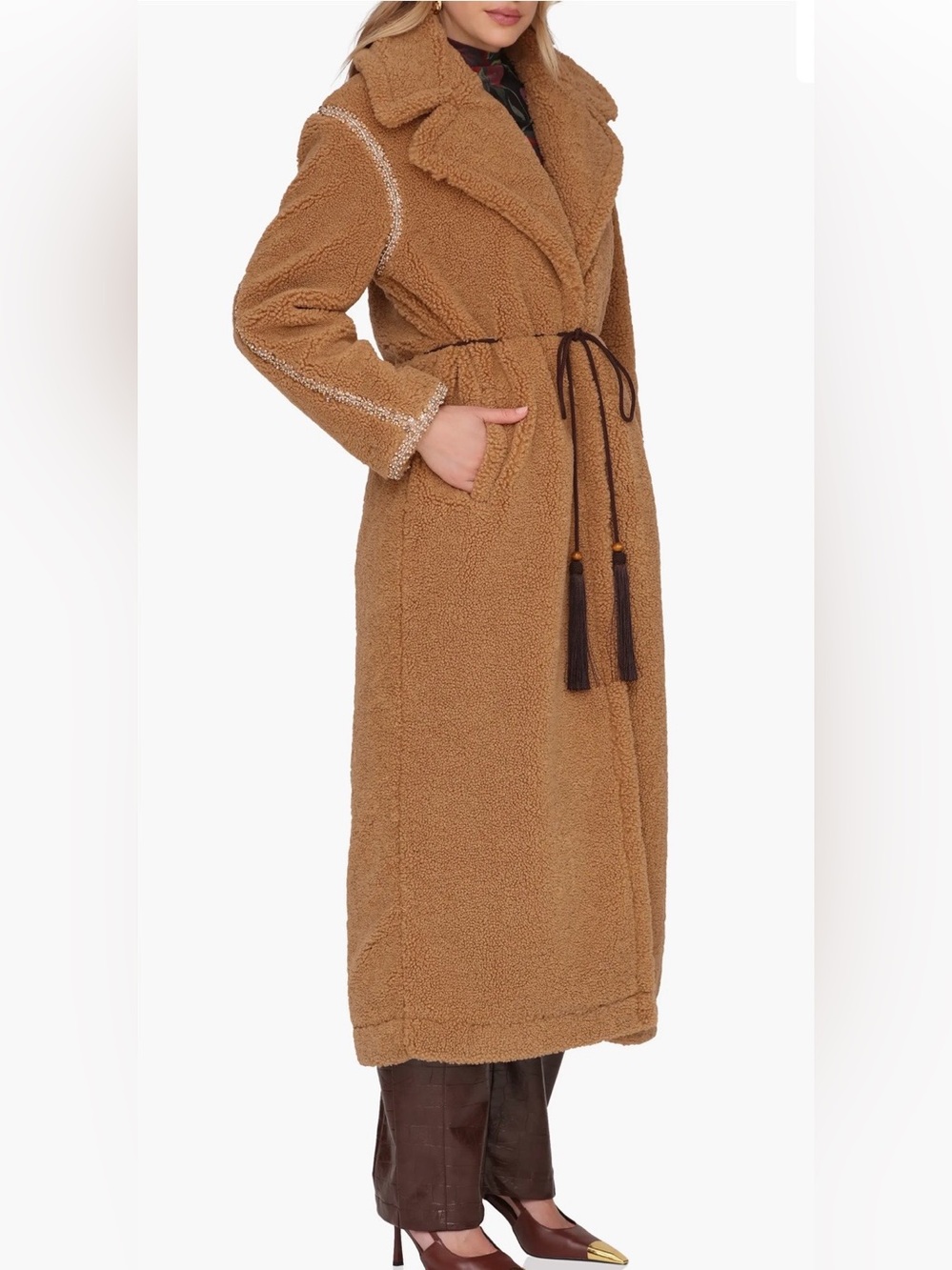 Avec Les Filles. Faux Shearling Long Coat. Size Large.